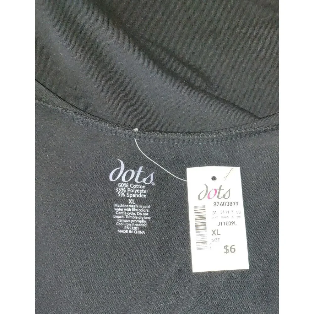 Vintage Y2K Dots Store Black Tshirt Top Basic Stretch NEW NWT Short Sleeves XL - Picture 6 of 12